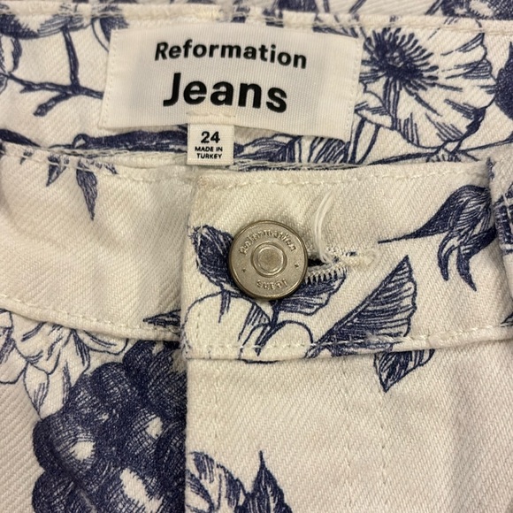 Reformation Cynthia Toile High Rise Straight Jeans Size 24 - Picture 8 of 9